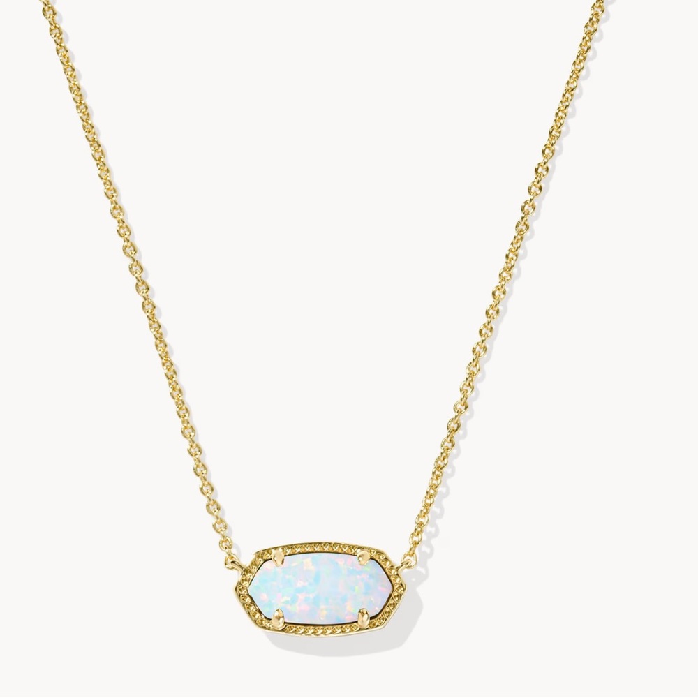 Kendra Scott Elisa Gold Pendant Necklace in  White Lab Grown Opal